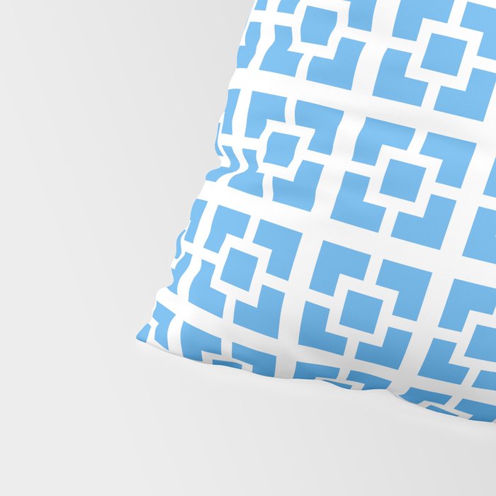 Mid Century Modern Geometric Minimalist Breeze Block Pattern in Blue and White Pillow Sham Gallery Image 4