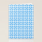 Mid Century Modern Geometric Minimalist Breeze Block Pattern in Blue and White Stationery Card Gallery Image 2