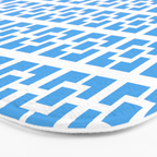 Mid Century Modern Geometric Minimalist Breeze Block Pattern in Blue and White Bath Mat Gallery Image 3