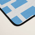 Mid Century Modern Geometric Minimalist Breeze Block Pattern in Blue and White Desk Mat Gallery Image 4