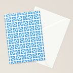 Mid Century Modern Geometric Minimalist Breeze Block Pattern in Blue and White Stationery Card Gallery Image 2