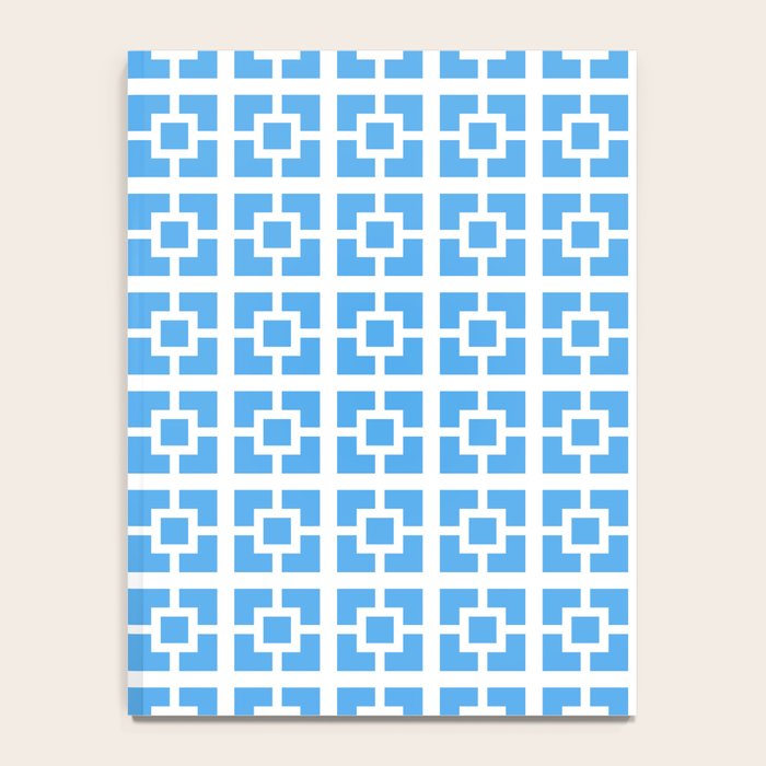 Mid Century Modern Geometric Minimalist Breeze Block Pattern in Blue and White Notebook Gallery Image 4