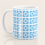 Mid Century Modern Geometric Minimalist Breeze Block Pattern in Blue and White Coffee Mug Gallery Image 3