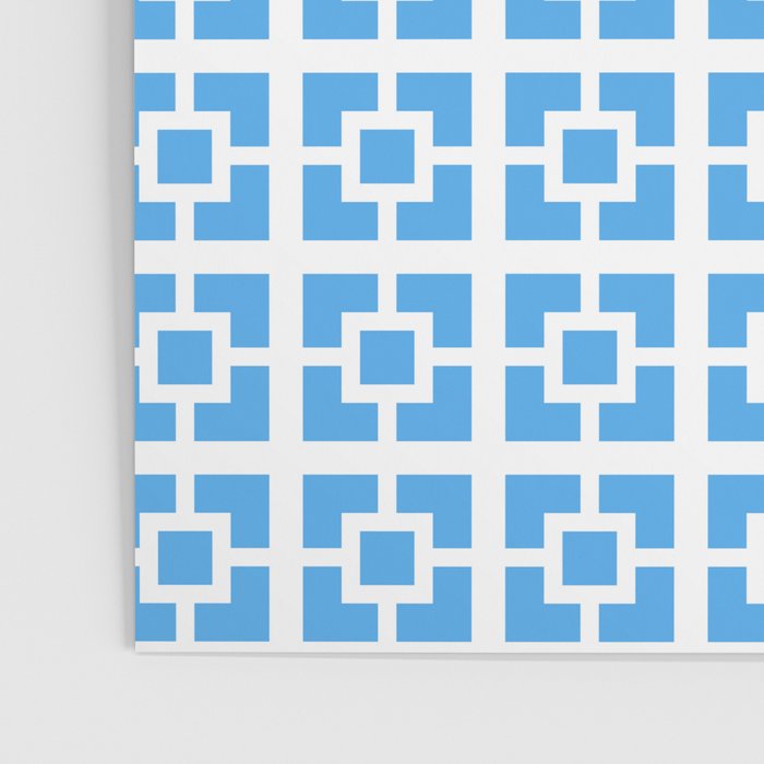 Mid Century Modern Geometric Minimalist Breeze Block Pattern in Blue and White Poster Gallery Image 3