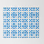 Mid Century Modern Geometric Minimalist Breeze Block Pattern in Blue and White Throw Blanket Gallery Image 2