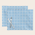 Mid Century Modern Geometric Minimalist Breeze Block Pattern in Blue and White Placemat Gallery Image 1