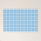Mid Century Modern Geometric Minimalist Breeze Block Pattern in Blue and White Welcome Mat Gallery Image 1