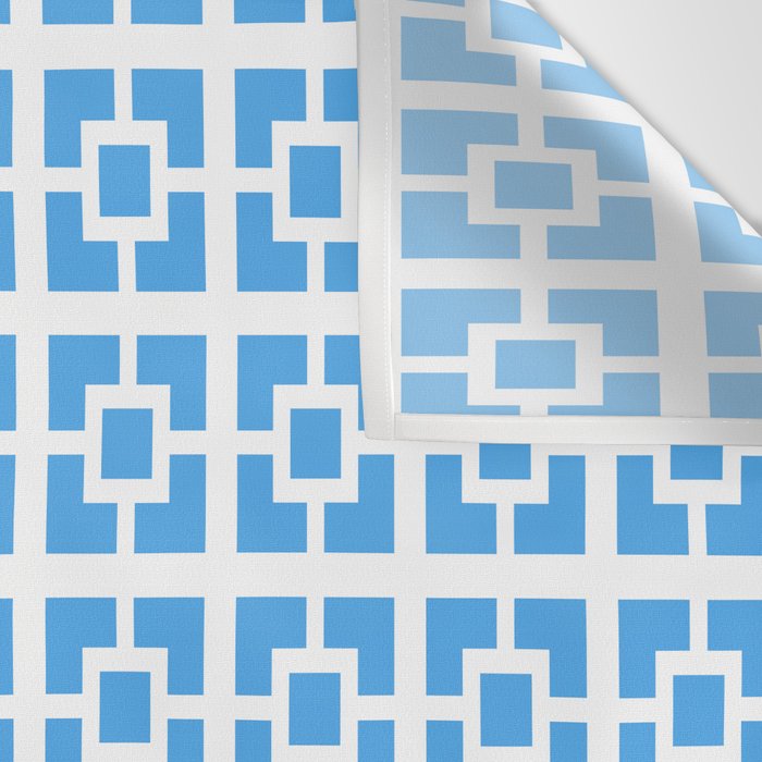 Mid Century Modern Geometric Minimalist Breeze Block Pattern in Blue and White Wall Tapestry Gallery Image 3