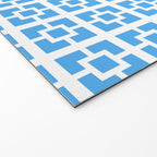 Mid Century Modern Geometric Minimalist Breeze Block Pattern in Blue and White Welcome Mat Gallery Image 2