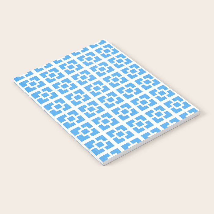 Mid Century Modern Geometric Minimalist Breeze Block Pattern in Blue and White Notebook Gallery Image 2