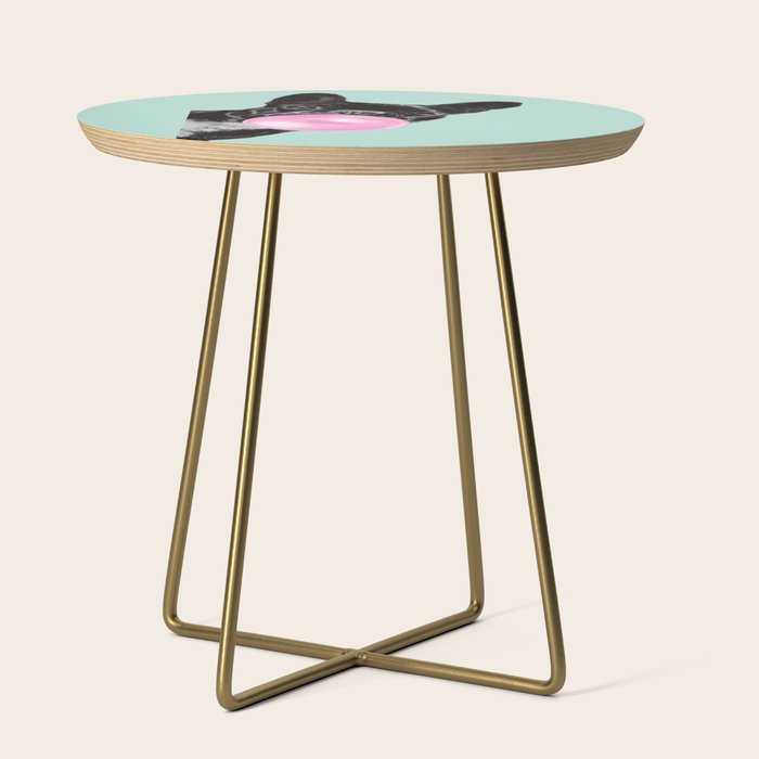 Bubble Gum Sneaky French Bulldog in Green Side Table Gallery Image 1