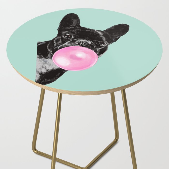 Bubble Gum Sneaky French Bulldog in Green Side Table Gallery Image 2