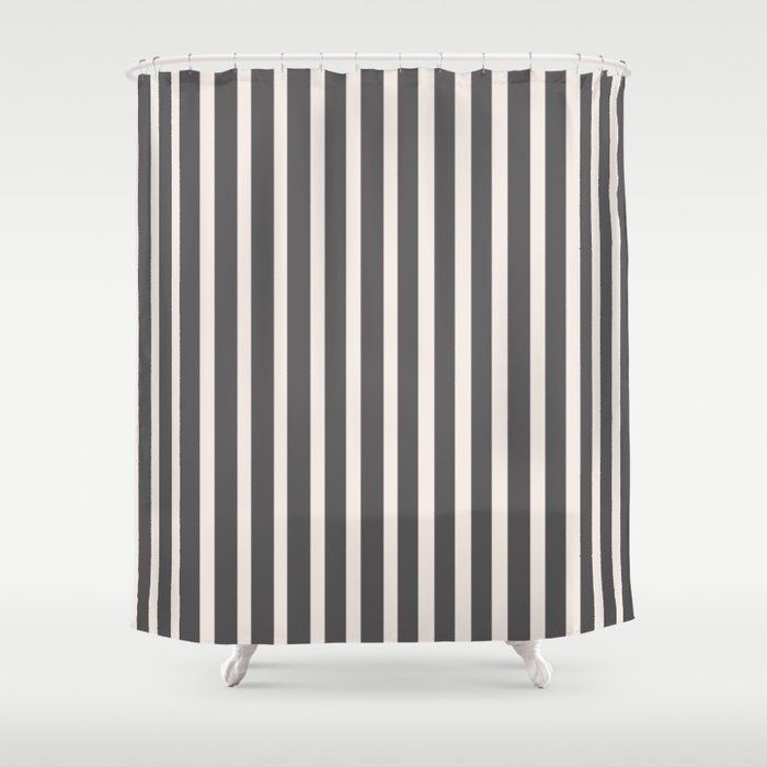 Charcoal and Cream Stripes Shower Curtain Gallery Image 1