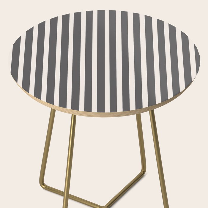 Charcoal and Cream Stripes Side Table Gallery Image 2