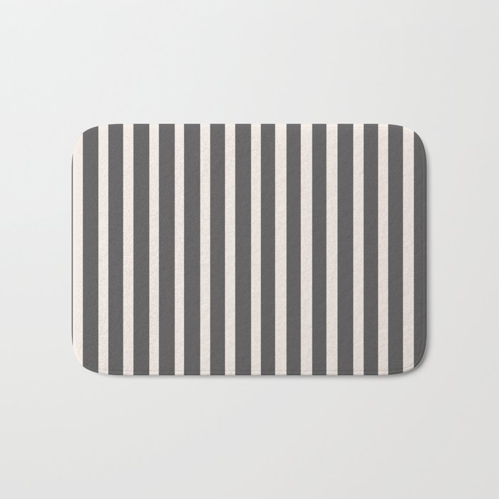 Charcoal and Cream Stripes Bath Mat Gallery Image 1
