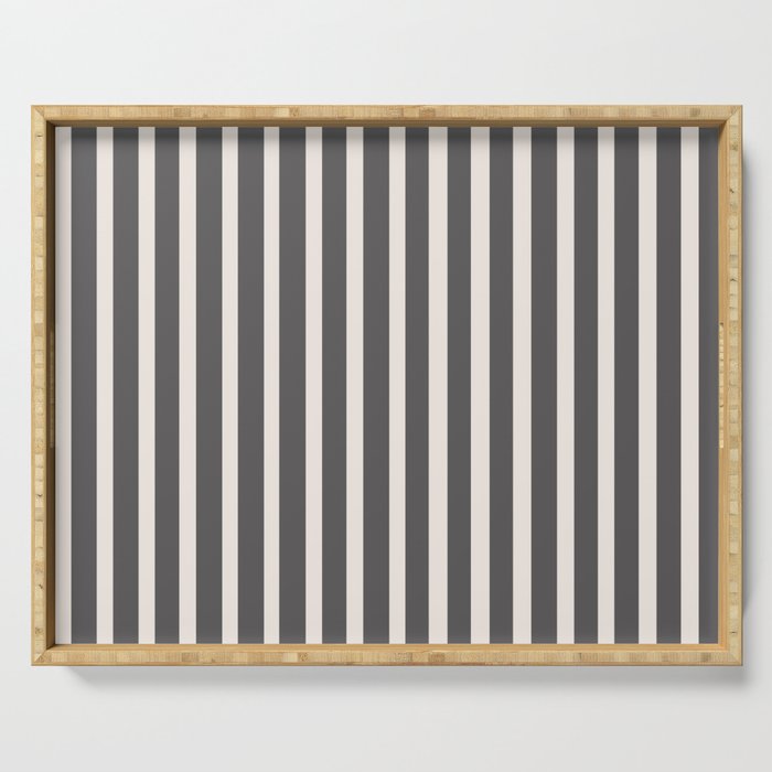 Charcoal and Cream Stripes Serving Tray Gallery Image 1