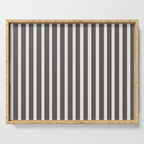 Charcoal and Cream Stripes Serving Tray Gallery Image 1