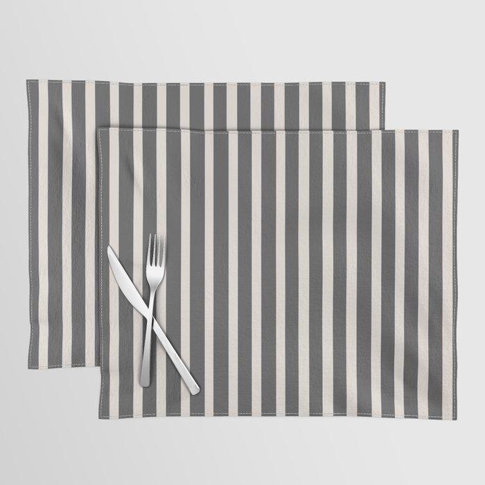 Charcoal and Cream Stripes Placemat Gallery Image 1