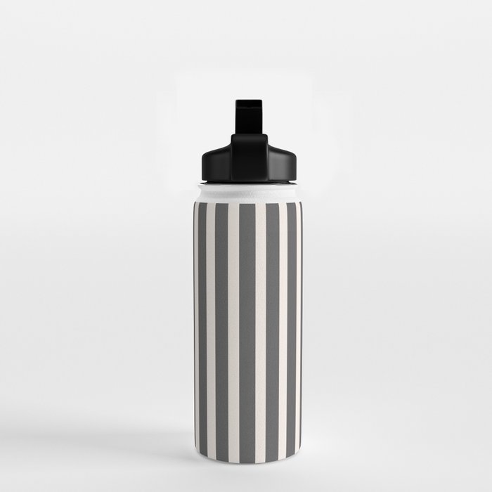 Charcoal and Cream Stripes Water Bottle Gallery Image 2