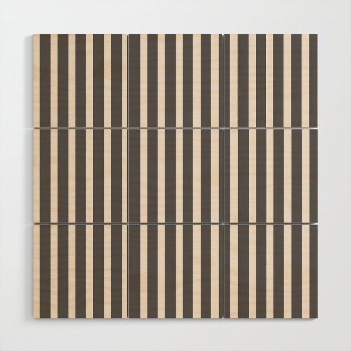 Charcoal and Cream Stripes Wood Wall Art Gallery Image 1