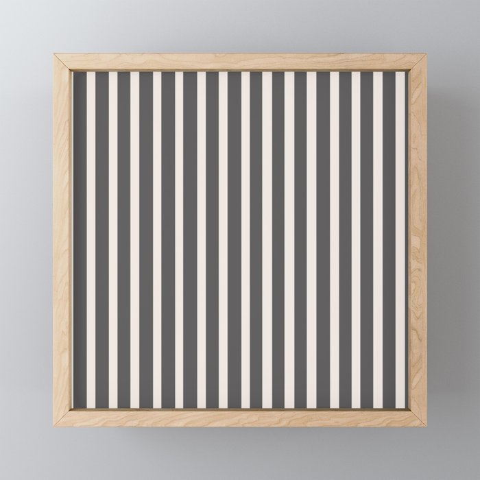 Charcoal and Cream Stripes Mini Art Print Gallery Image 1