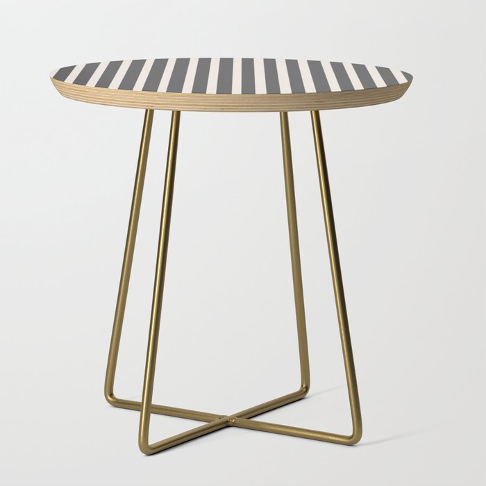 Charcoal and Cream Stripes Side Table Gallery Image 1