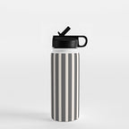 Charcoal and Cream Stripes Water Bottle Gallery Image 1