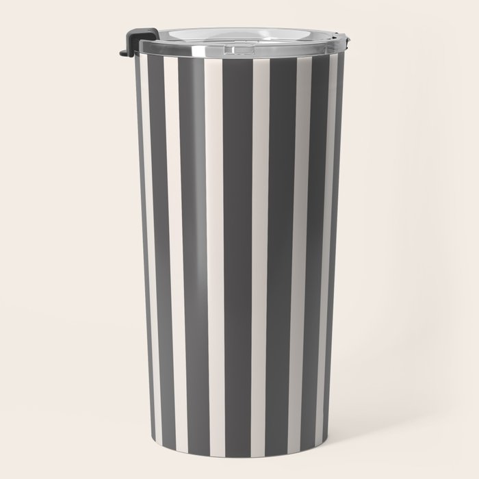 Charcoal and Cream Stripes Travel Mug Gallery Image 3