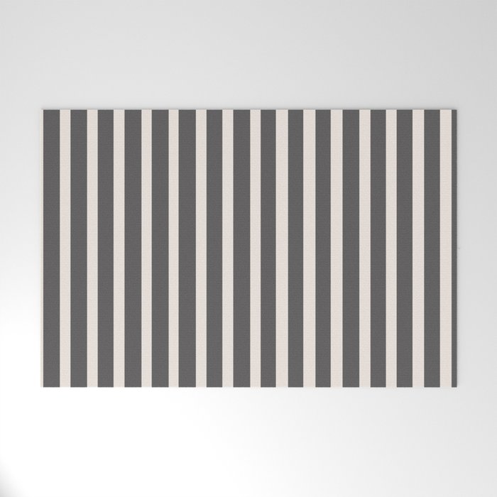 Charcoal and Cream Stripes Welcome Mat Gallery Image 1