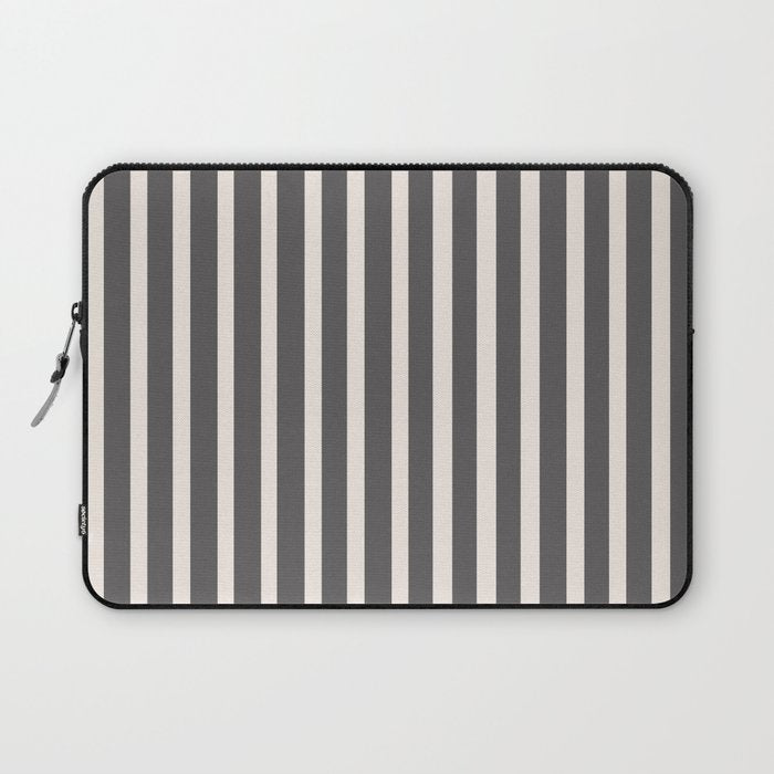 Charcoal and Cream Stripes Laptop Sleeve Gallery Image 1