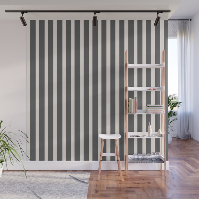 Charcoal and Cream Stripes Wall Mural Gallery Image 1