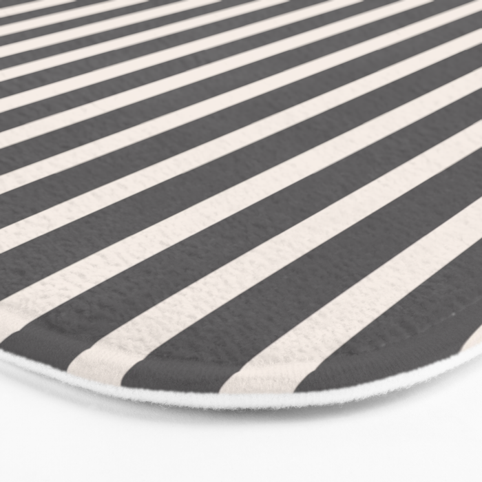 Charcoal and Cream Stripes Bath Mat Gallery Image 3