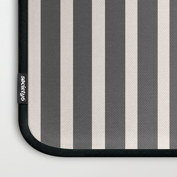 Charcoal and Cream Stripes Laptop Sleeve Gallery Image 3