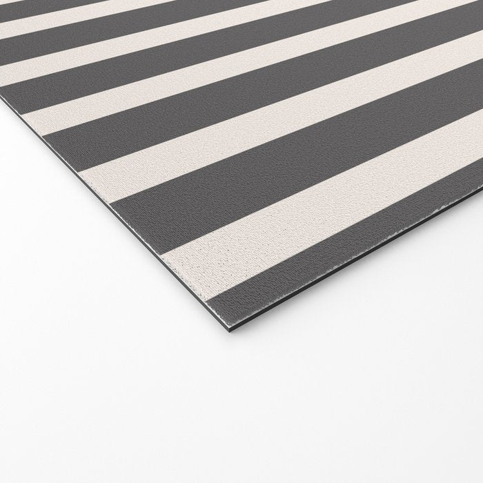Charcoal and Cream Stripes Welcome Mat Gallery Image 2