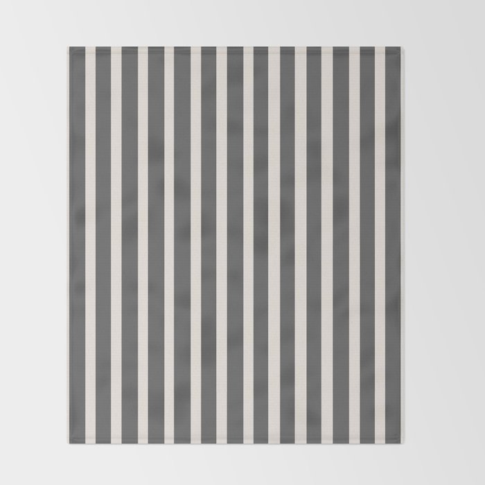 Charcoal and Cream Stripes Throw Blanket Gallery Image 2