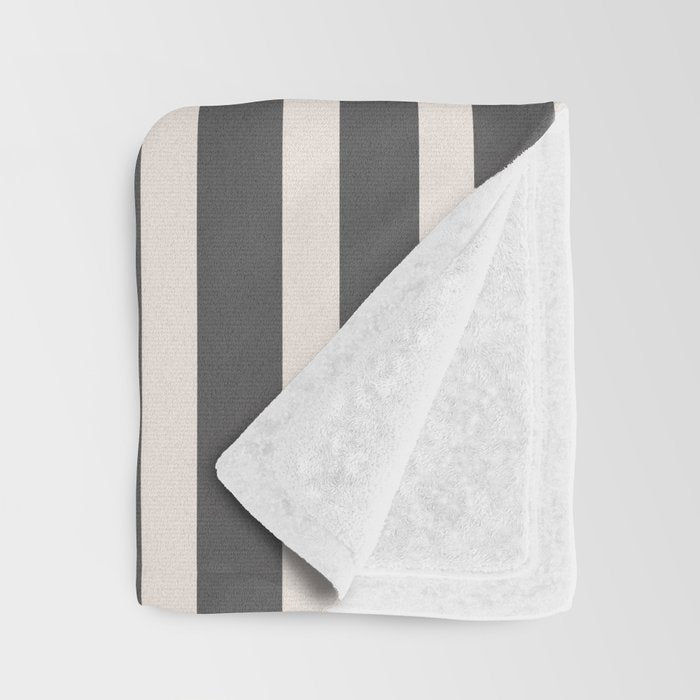Charcoal and Cream Stripes Throw Blanket Gallery Image 3