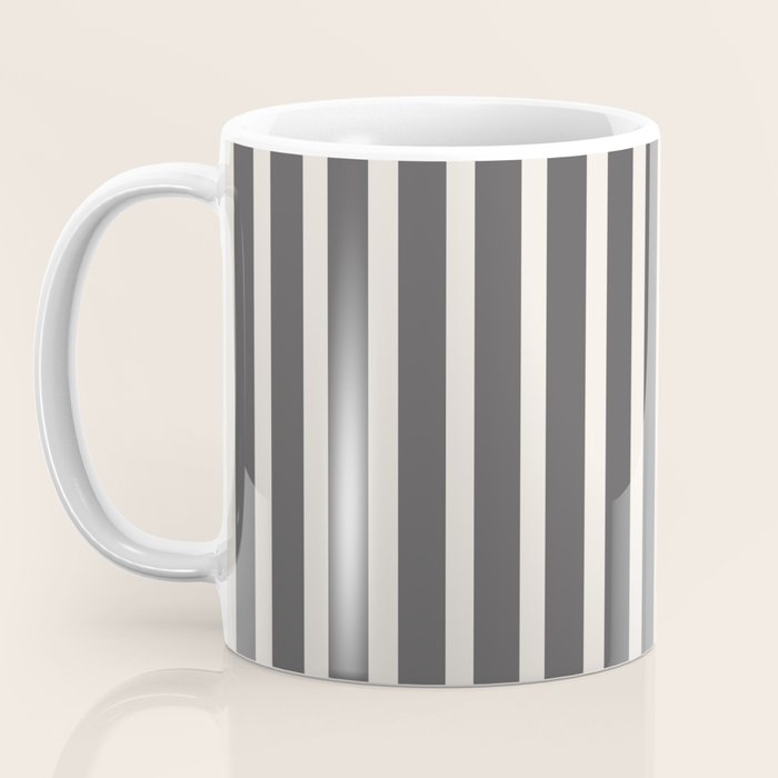 Charcoal and Cream Stripes Coffee Mug Gallery Image 3