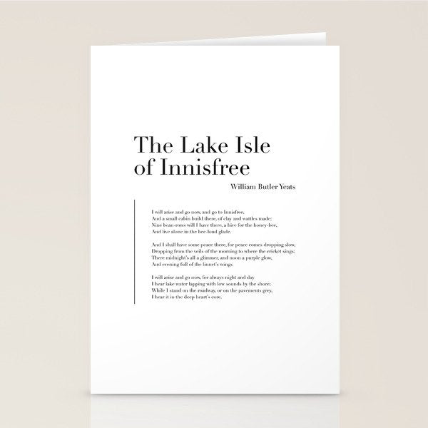 The Lake Isle of Innisfree by William Butler Yeats Stationery Card Gallery Image 1