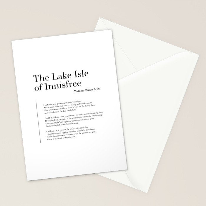 The Lake Isle of Innisfree by William Butler Yeats Stationery Card Gallery Image 2