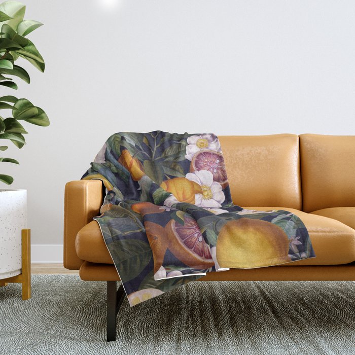 Juicy Lemons - Night Throw Blanket Gallery Image 1