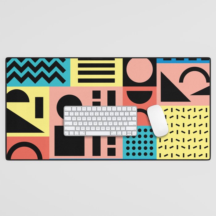 Neo Memphis Pattern 1 - Abstract Geometric / 80s-90s Retro Desk Mat Gallery Image 1