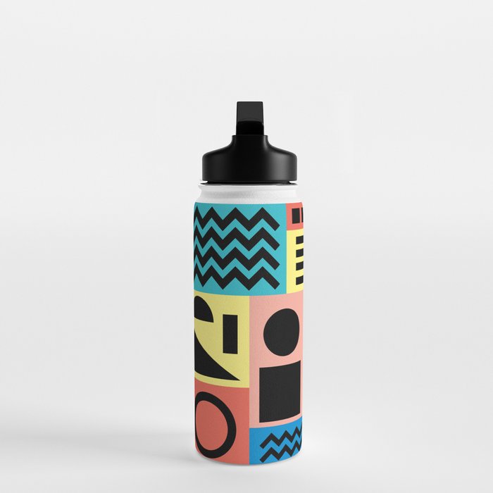 Neo Memphis Pattern 1 - Abstract Geometric / 80s-90s Retro Water Bottle Gallery Image 3