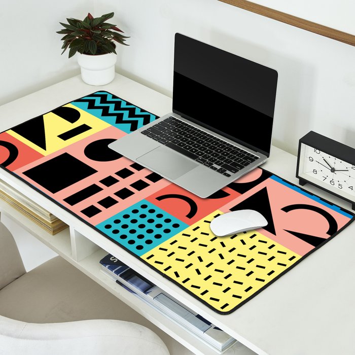 Neo Memphis Pattern 1 - Abstract Geometric / 80s-90s Retro Desk Mat Gallery Image 2