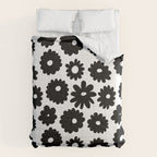 Black and white retro flower art pattern Comforter Gallery Image 6