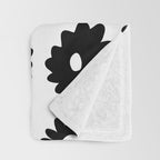 Black and white retro flower art pattern Throw Blanket Gallery Image 3