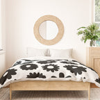 Black and white retro flower art pattern Duvet Cover Gallery Image 3