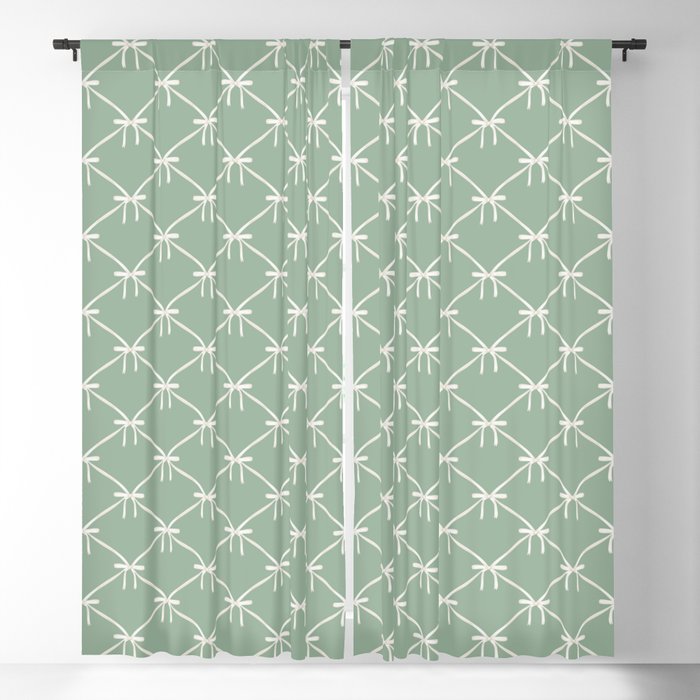 Bows & Ribbons Pattern XXVII Sage Green Window Curtain Gallery Image 5