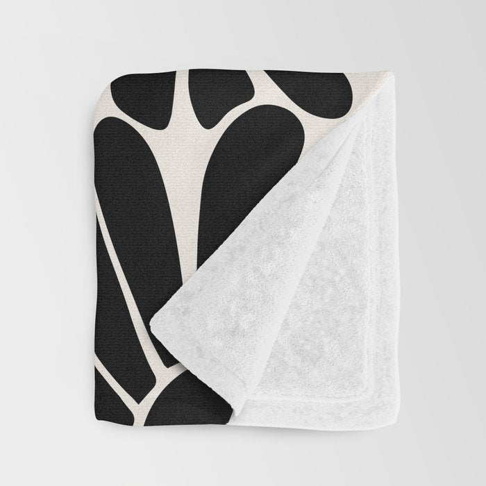B&W Retro Floral Lettering - You can always try again Throw Blanket Gallery Image 3