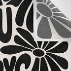 B&W Retro Floral Lettering - You can always try again Wall Tapestry Gallery Image 3