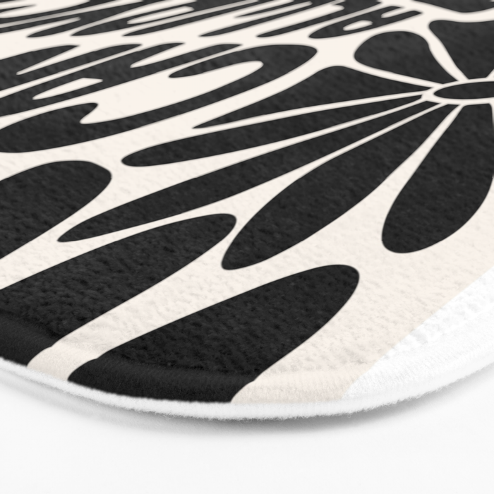 B&W Retro Floral Lettering - You can always try again Bath Mat Gallery Image 3